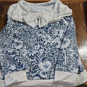 Cherry LA Blue and White Floral Sweater